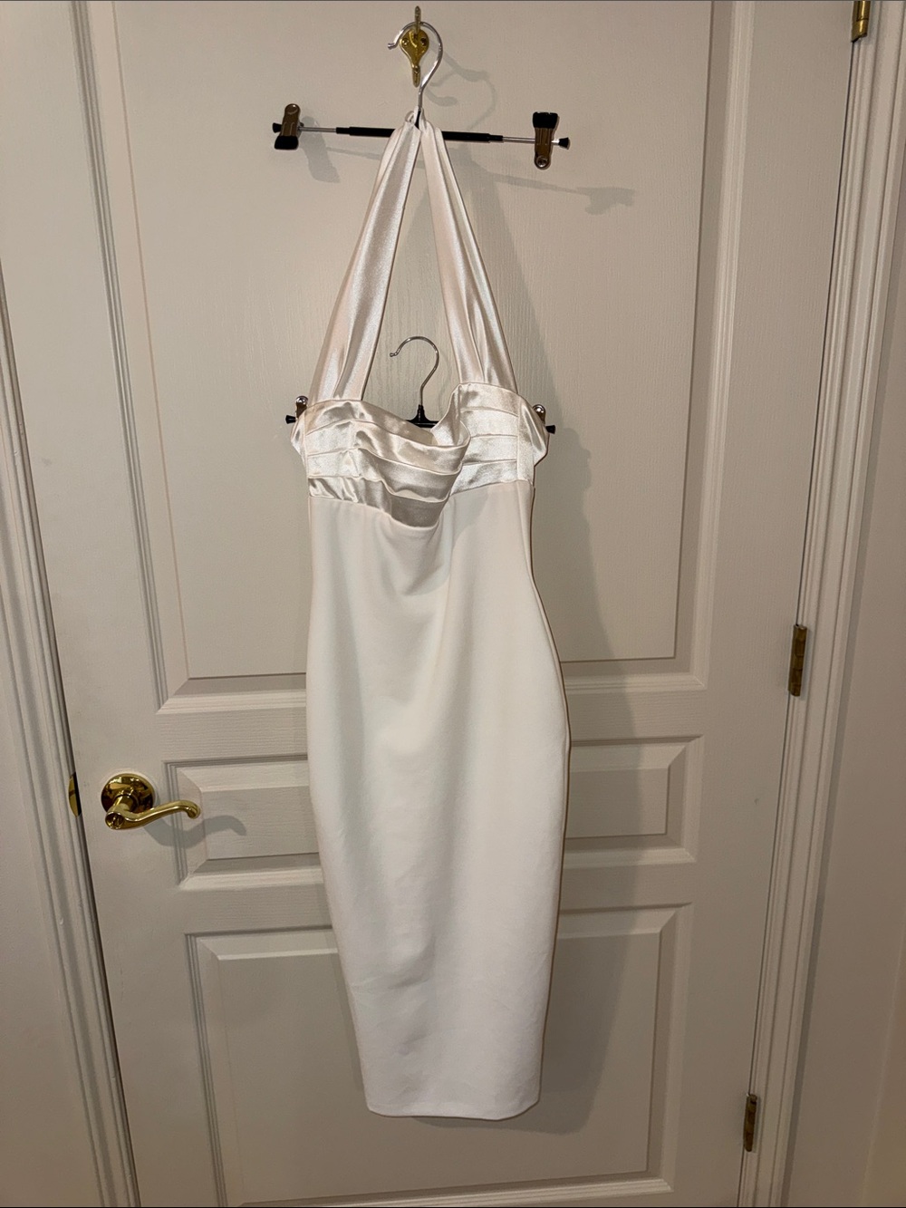 Nookie Ivory Satin Halter Dress